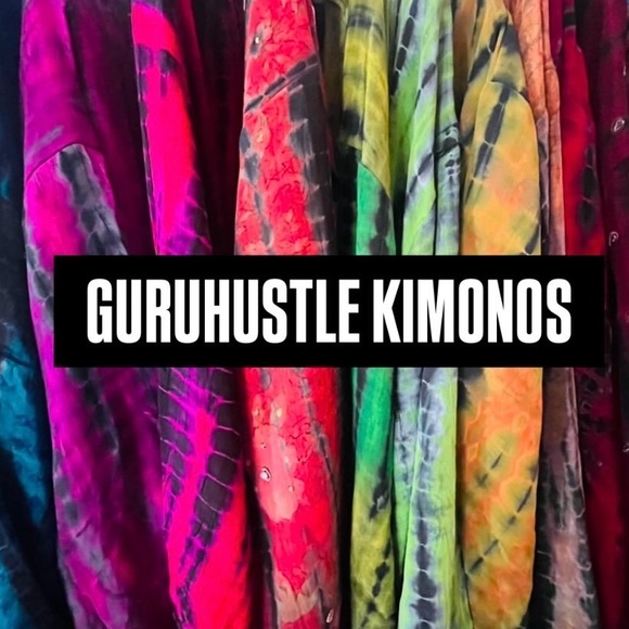 GYPSY GREEN SUSTAINABLE LUXURY TIEDYE KIMONO MINI W BELT & HEADSCARF - Picture 11 of 11